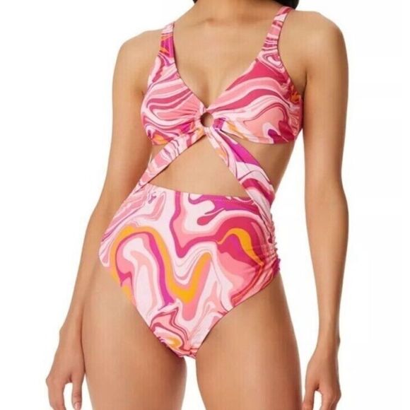 JESSICA SIMPSON Women's Good Vibrations O-Ring One-Piece Swimsuit multi size XL - Picture 5 of 11
